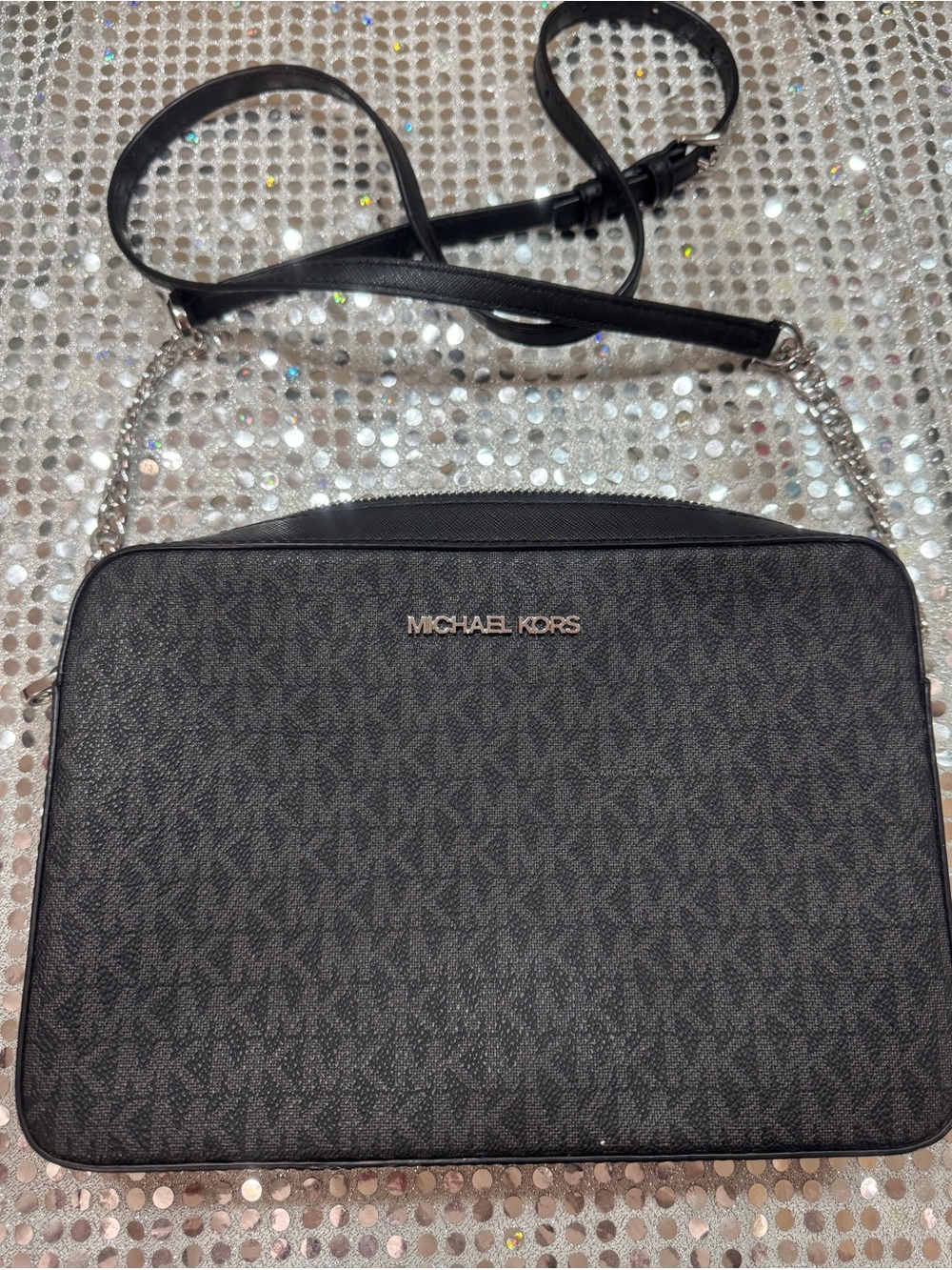 Michael Kors Jet Set Signature Black Large Crossbody